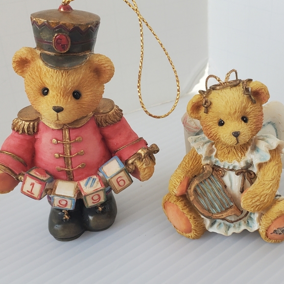 Lot Of 2 Cherished Teddies Ornaments Christmas Angel Toy Soldier 1996 1993 Bears - Picture 2 of 4